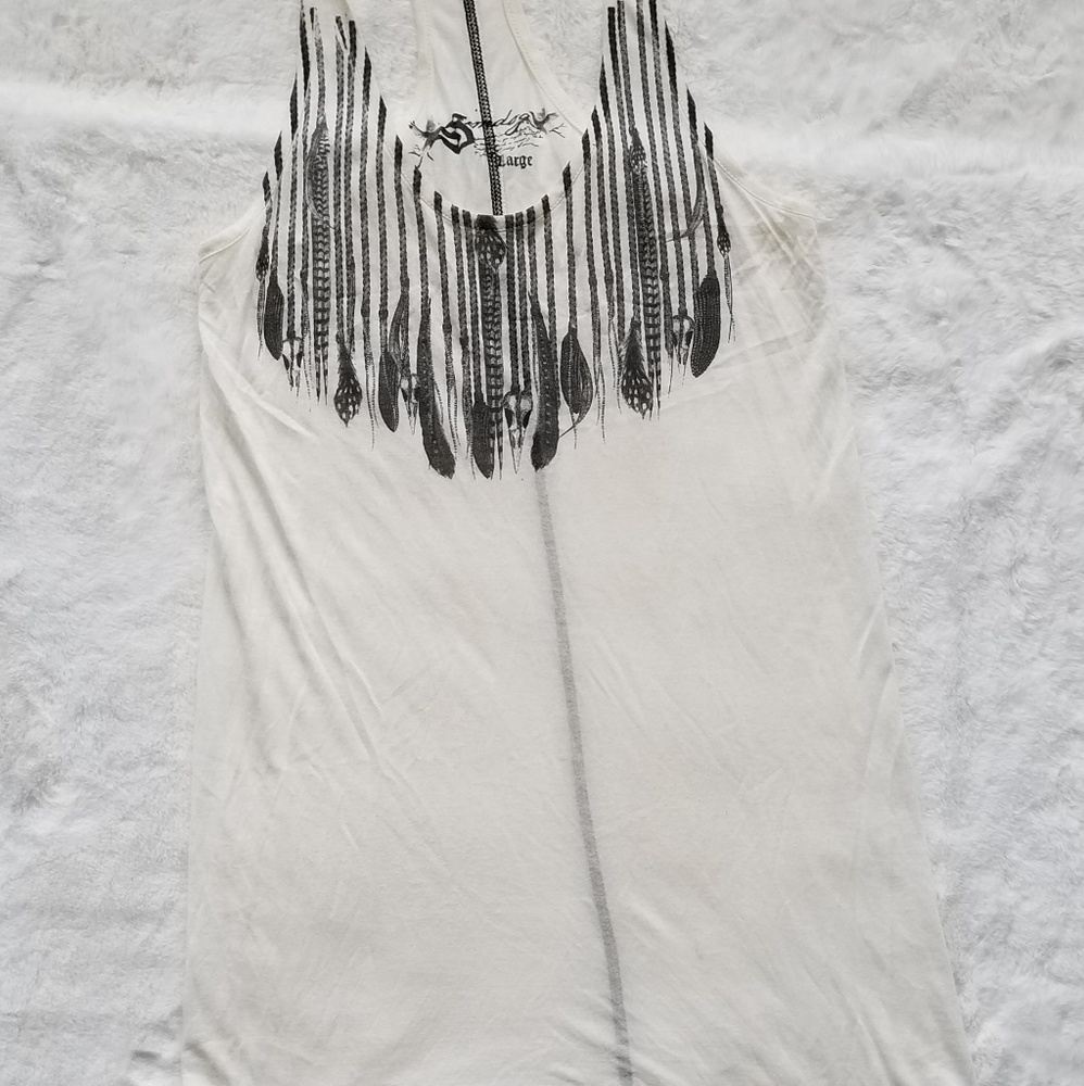 Silk feathered tank top